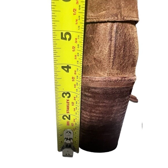 Sam Edelman  Suede Camel Factory Distressed Chunky Heel Booties Size 7.5 - Picture 5 of 11